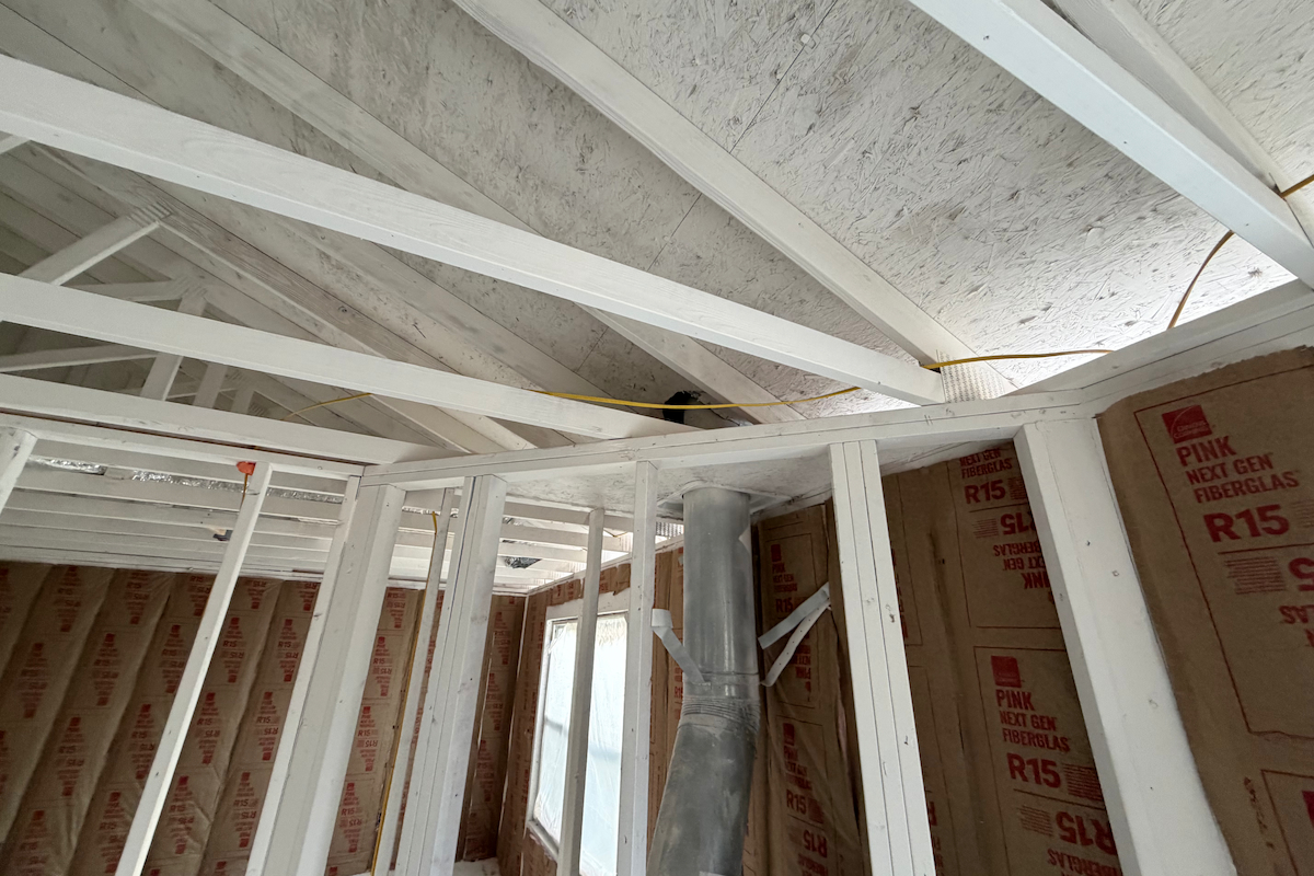 Framing and R15 fiberglass insulation